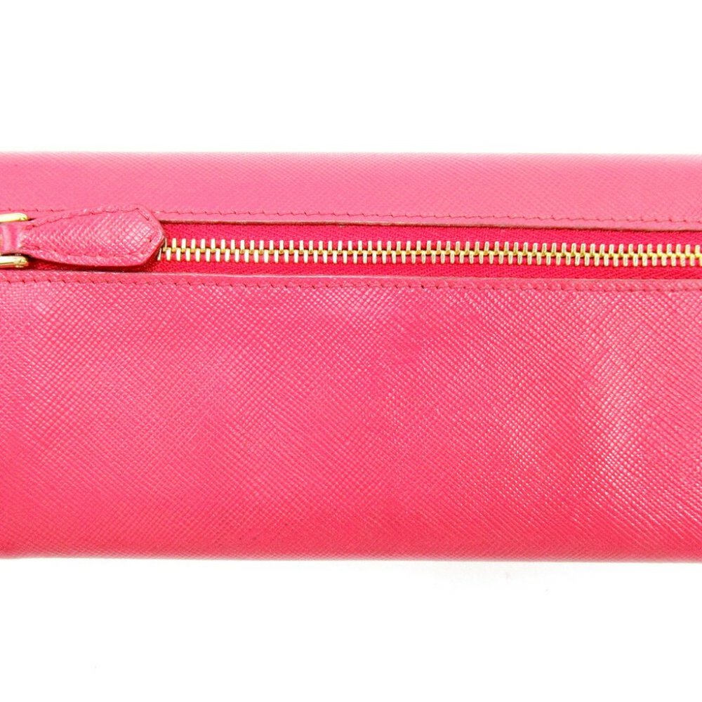 Authentic PRADA purse zippered purse ladies ribbon motif pink leather sale - Picture 8 of 9
